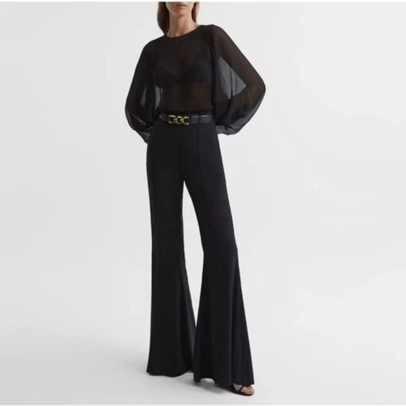 Reiss Pants - Reiss Women's Gabi Black Soft Flare Trousers Dress Pants Size 6 Regular NWT